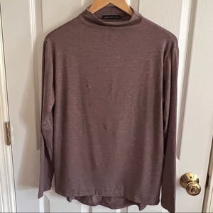 2/$18 Joan Vass Top Tencel Purple Rose Lightweight Mock Neck Long Sleeve…